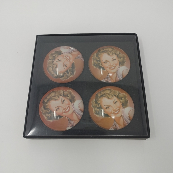 Kitchen Vintage Style Smiling Pinup Girl Refrigerator Set Of 4 Poshmark